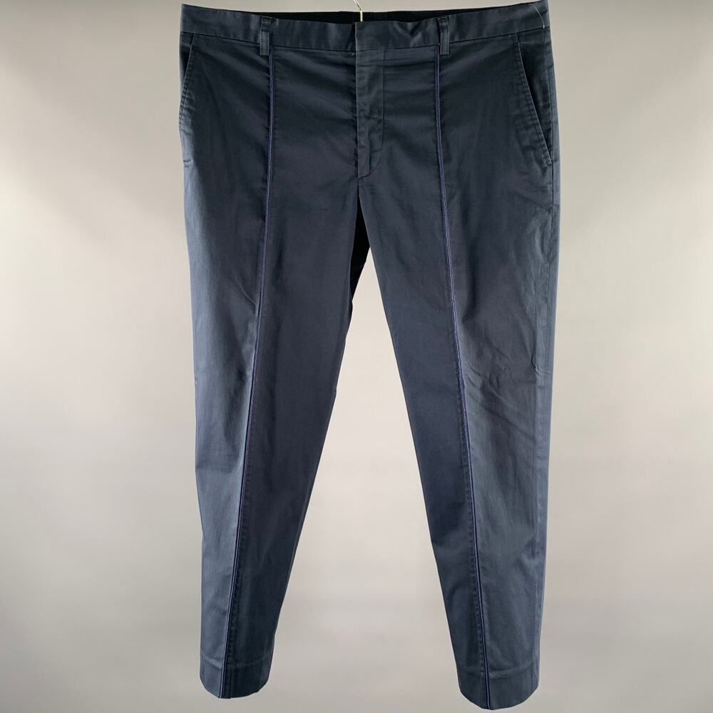 ETRO Size 38 Navy Cotton Blend Pintuck Casual Pants